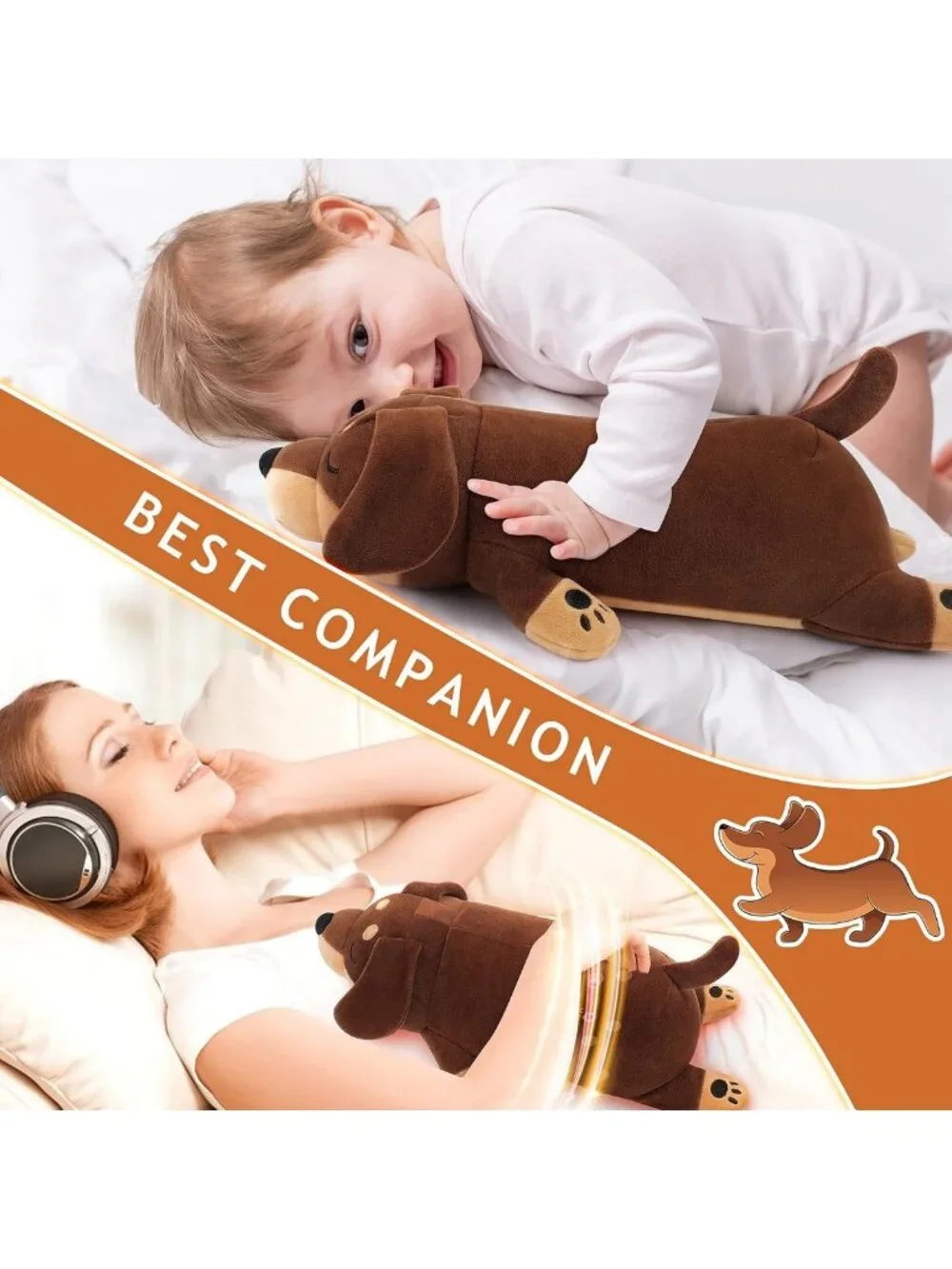Microwavable Weighted Heating Pad for Cramps & Pain Relief - Cuddly Dog Plush